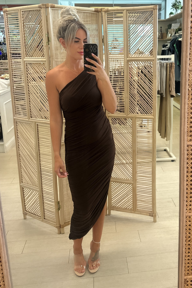 ABBY MIDI DRESS - CHOCLATE