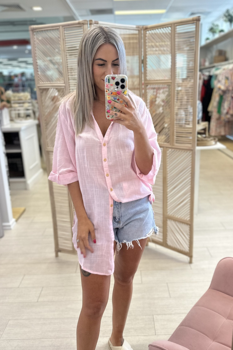 BEACH SHIRT - BABY PINK