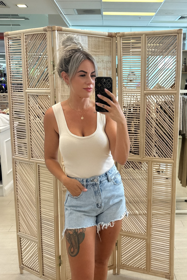 WASHED RIB TANK - VANILLA