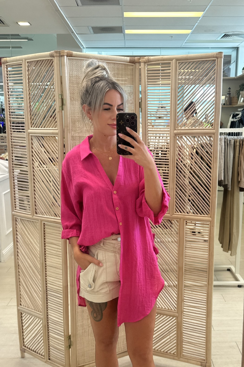 BEACH SHIRT - HOT PINK