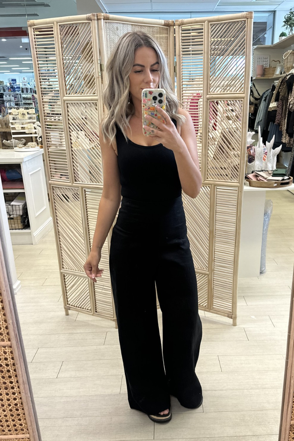 DIANCA LINEN PANTS - BLACK