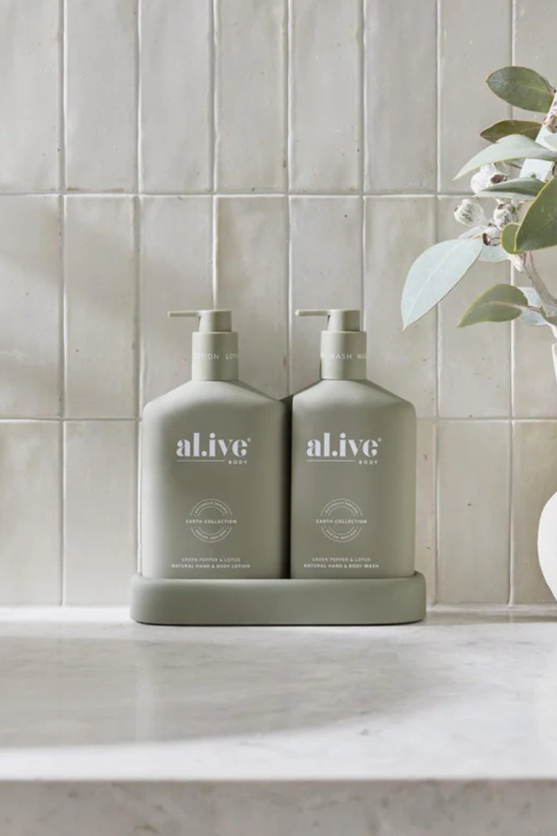AL.IVE WASH & LOTION DUO + TRAY GREEN PEPPER & LOTUS