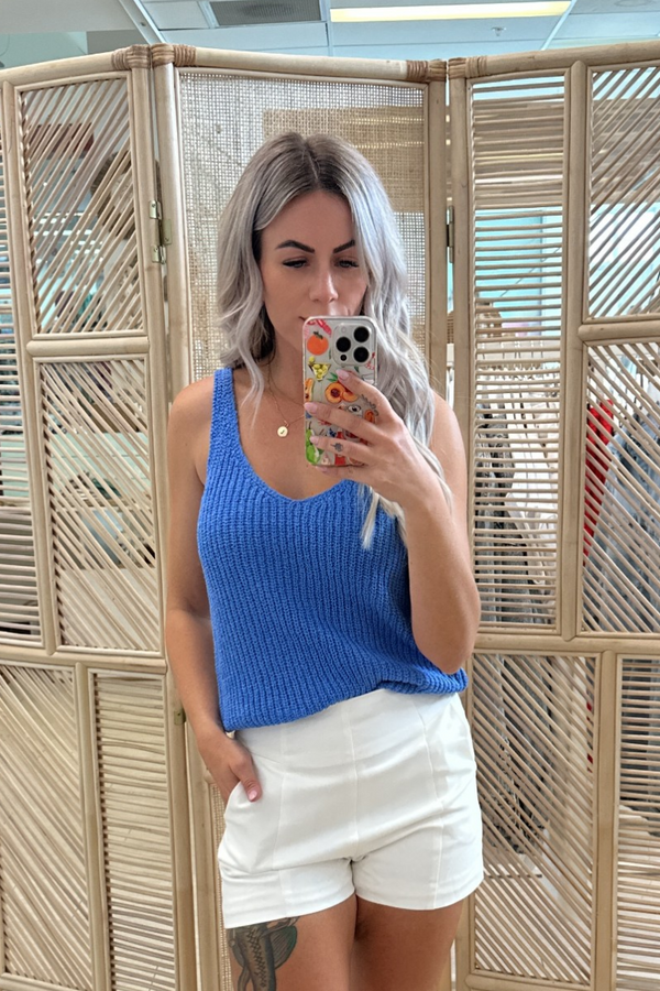 RANI KNIT TANK - BLUE