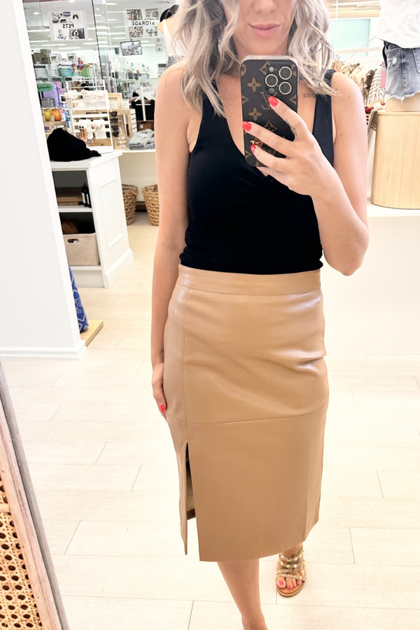LIZZY TAN LEATHER SKIRT