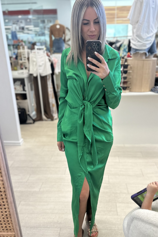 RIVER MIDI DRESS - GREEN