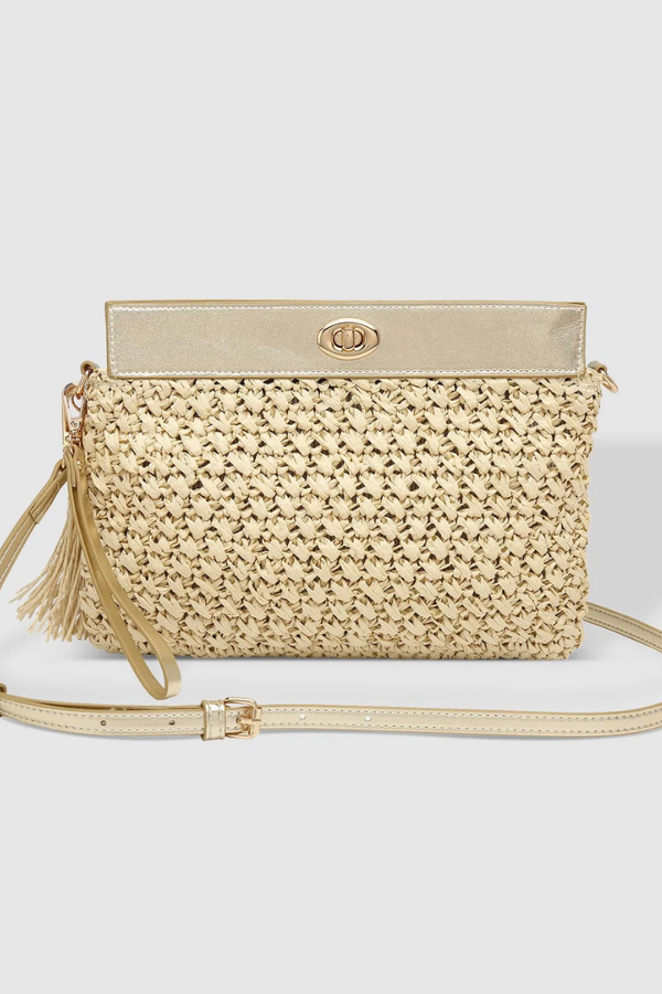 FERN RAFFIA CLUTCH - CHAMPAGNE