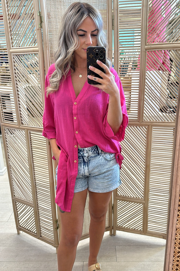 BEACH SHIRT - HOT PINK