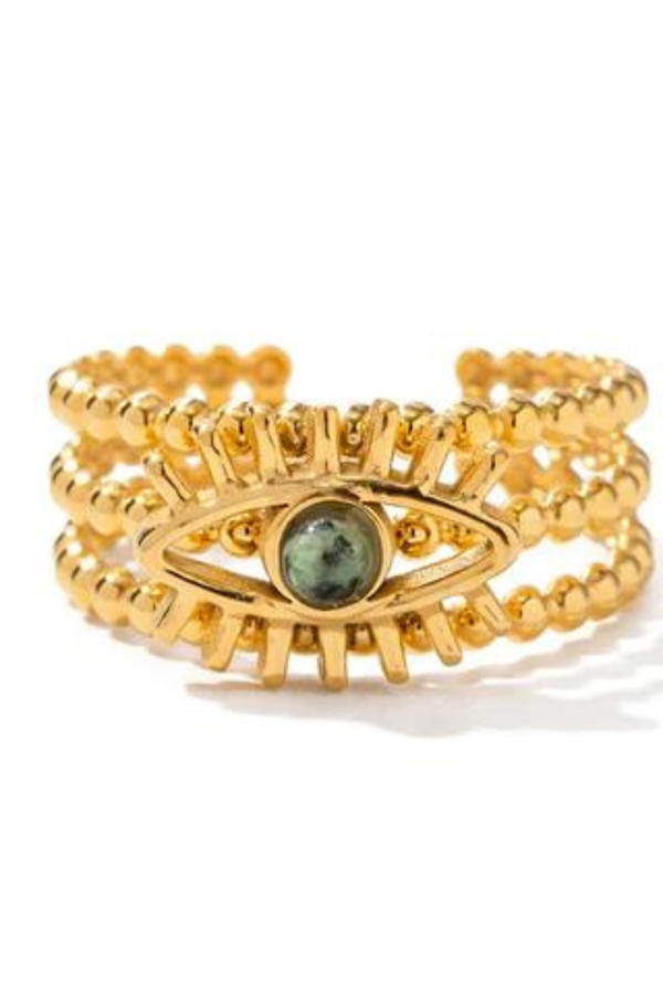 GOLD PLATED EVIL EYE RING